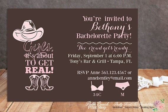 Cowgirl Bachelorette Party Invitations Printable Country Etsy Document