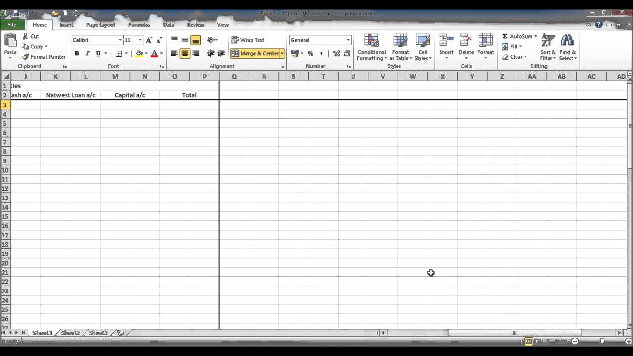 Create A Bookkeeping Spreadsheet Using Microsoft Excel Part 1 Document For Small Business Accounting