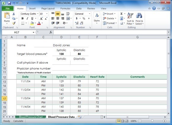 Create Your Blood Pressure Chart With Free Excel Template