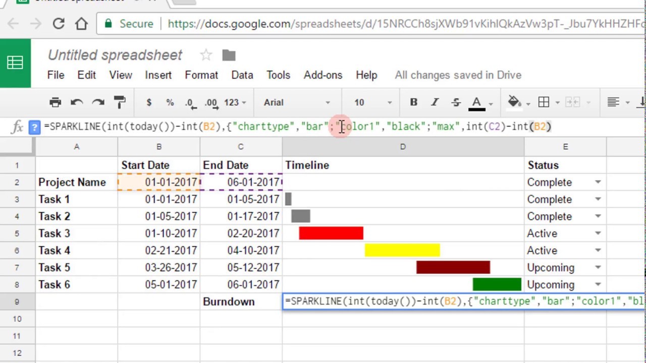 Creating A Gantt Chart In Google Sheets Document Docs