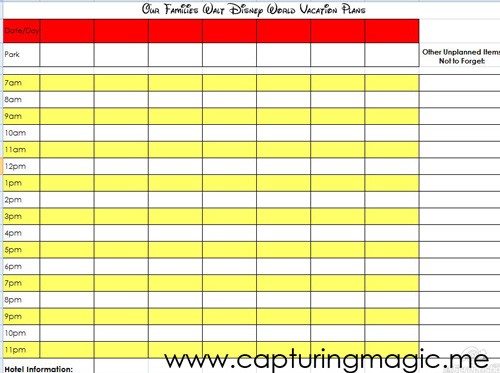 Creating Your Own Planning Spreadsheet Capturing Magic Document Disney Planner