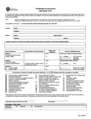 Csio Certificate Insurance Template Fill Online Printable Document Blank Of