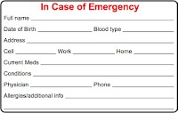 Cycling Skills In Case Of Emergency ICE Card Document