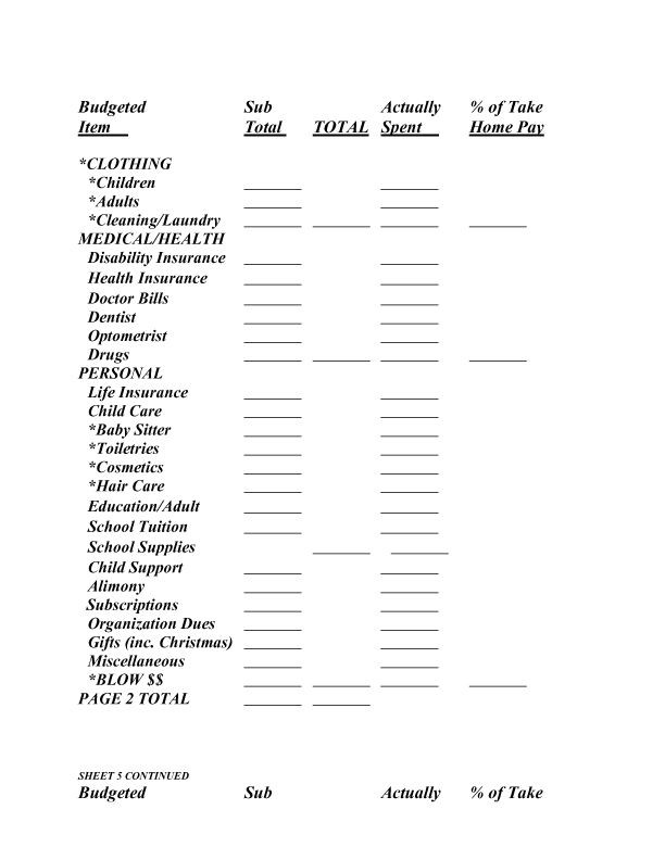 Dave Ramsey Monthly Cash Flow Budget Form 5 From Book Google Document