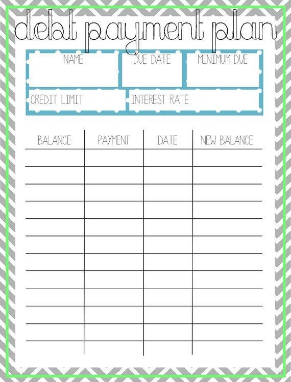 Debt Payment Plan Printable By ARodgersDesigns On Etsy Free Document Payoff