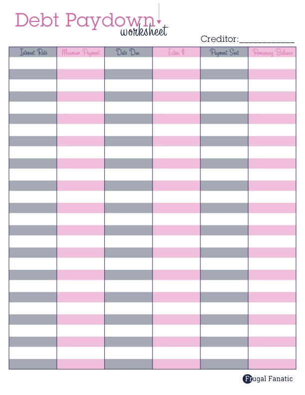 Debt Payoff Planner Free Printable Frugal Fanatic