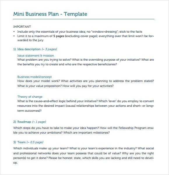 Design And Samples For Business Plan Sample Document Mini