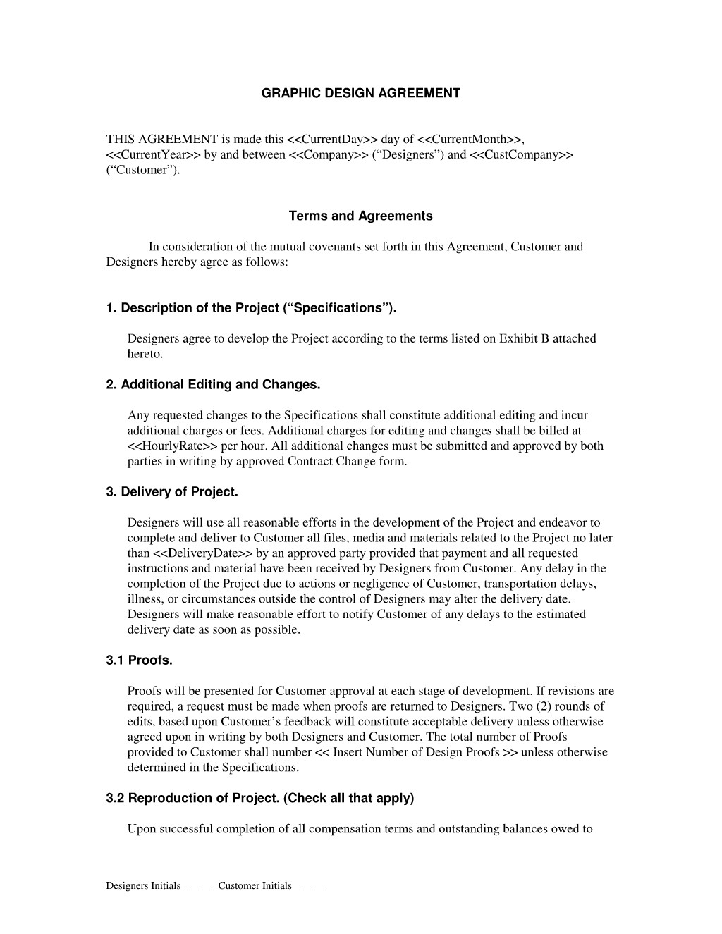 Design Contract Template Com Document Graphic
