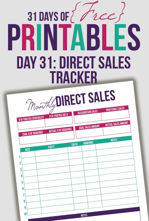 Direct Sales Tracker Printable Day 31 I Heart Planners Document Tracking