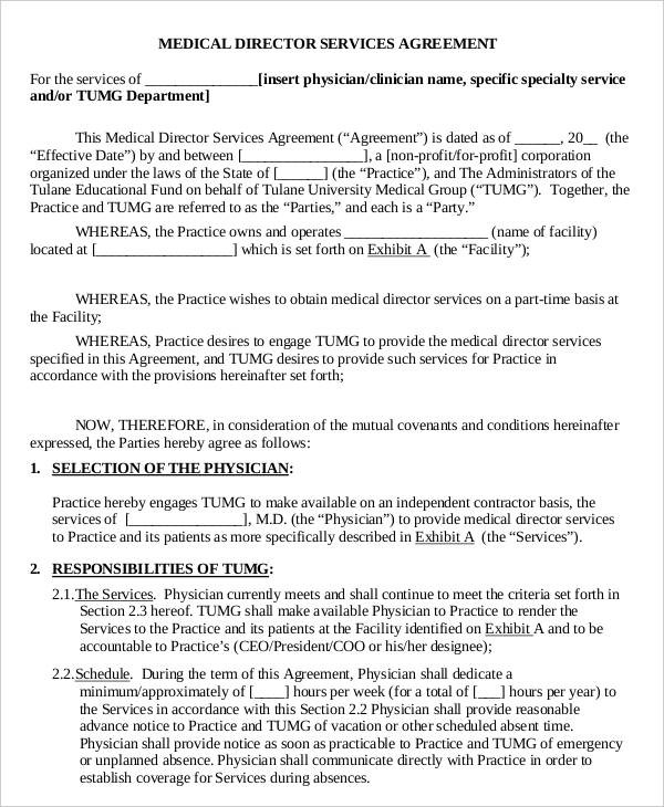 Director Agreement Templates 9 Free Word PDF Format Download Document Medical Contract Template