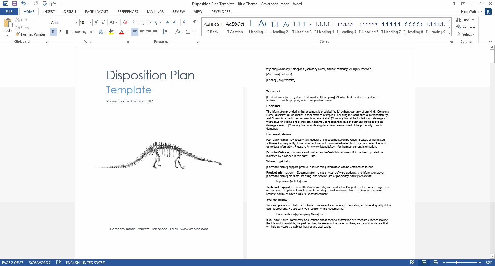 Disposition Plan Template MS Word Templates Forms Checklists Document