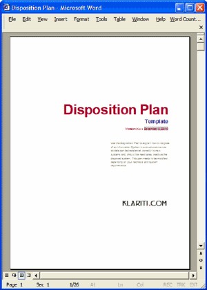 Disposition Plan Templates 3 X MS Word Document