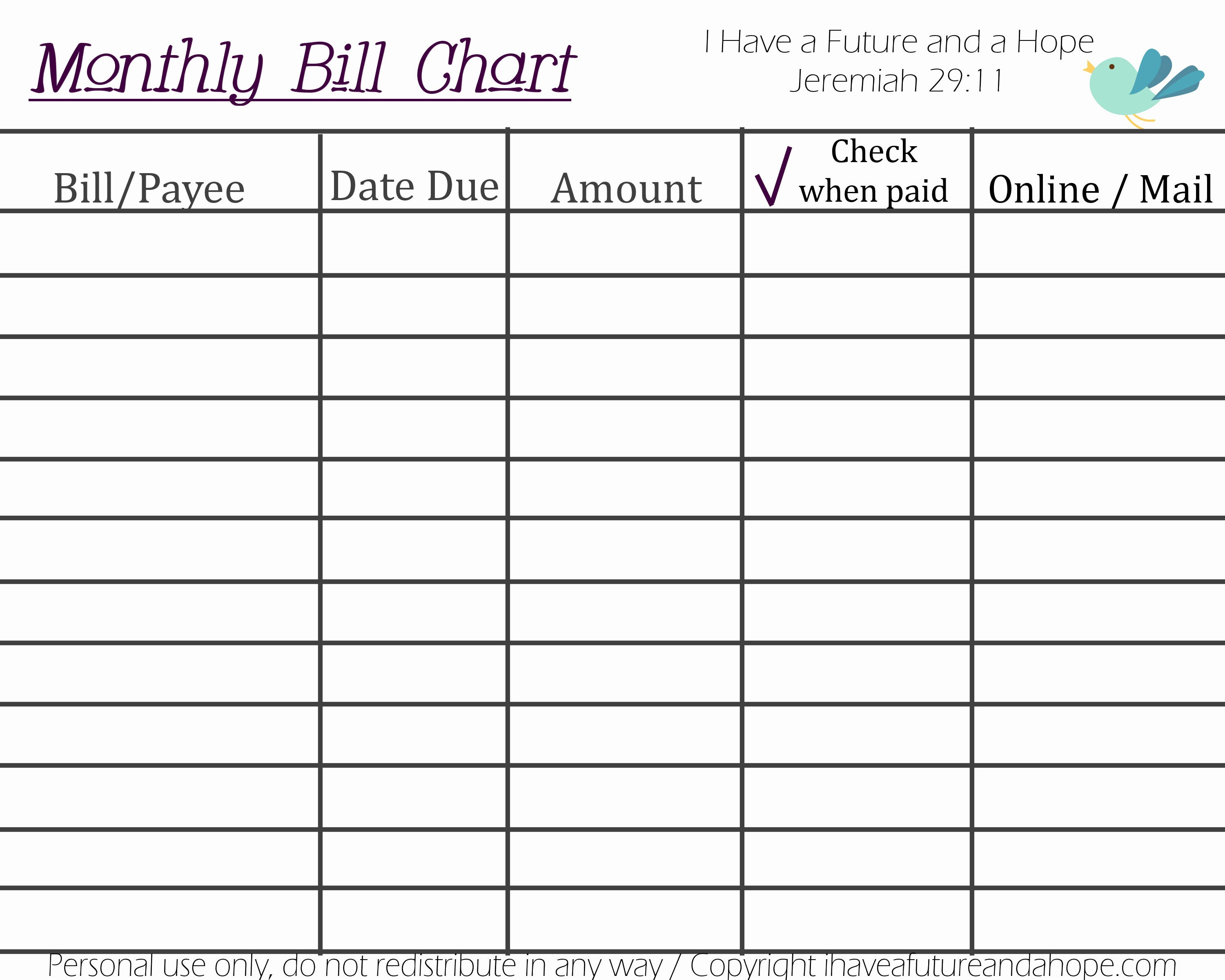 DOCUMENT IDEAS Www Us Document Bill Organizer Printable Spreadsheet