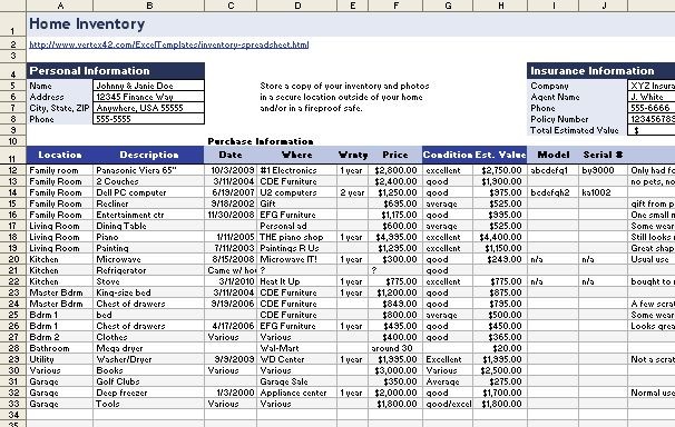Download A Free Home Inventory Spreadsheet PCWorld Document Technology Template