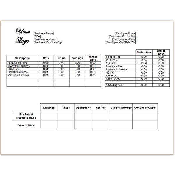 Download A Free Pay Stub Template For Microsoft Word Or Excel Document