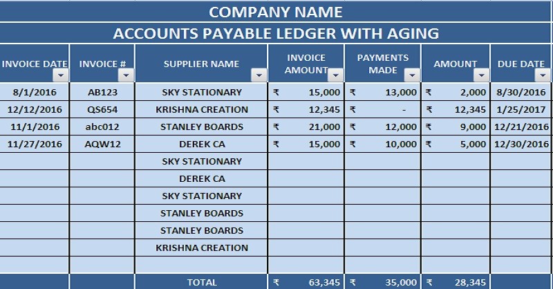 Download Accounts Payable With Aging Excel Template ExcelDataPro Document Tracking Spreadsheet