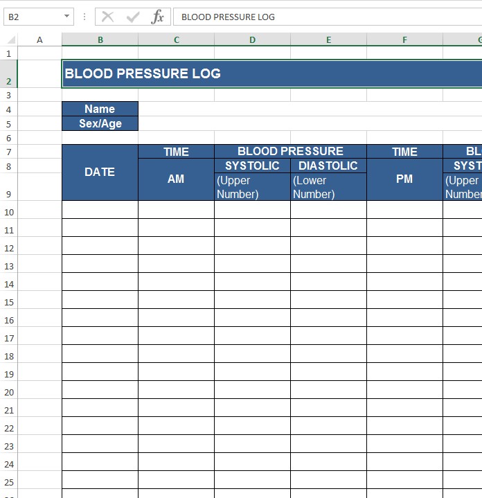 Download Free Excel Examples Com Document Blood Pressure