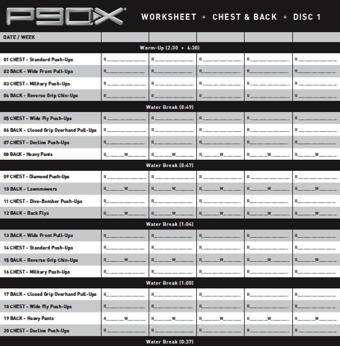 Download P90X Schedule Workout Lean Fillable PDF WikiDownload Document P90x Log Sheets Pdf