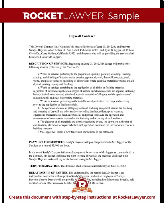 Drywall Contract Agreement With Sample Document