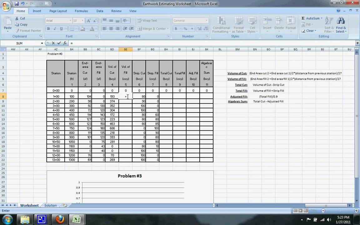 Earthwork Estimating Example 3 YouTube Document Cut And Fill Calculations Spreadsheet