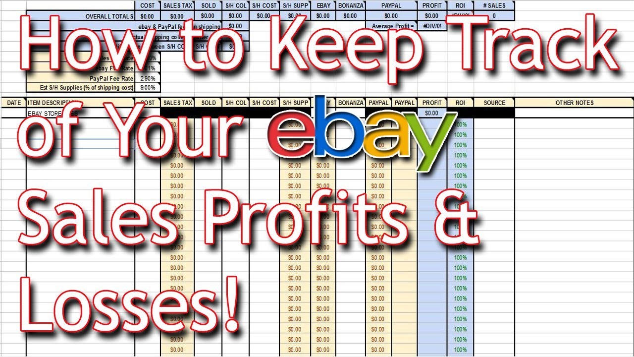 Ebay Sales Spreadsheet Tutorial Download Keep Track Of Document Profit And