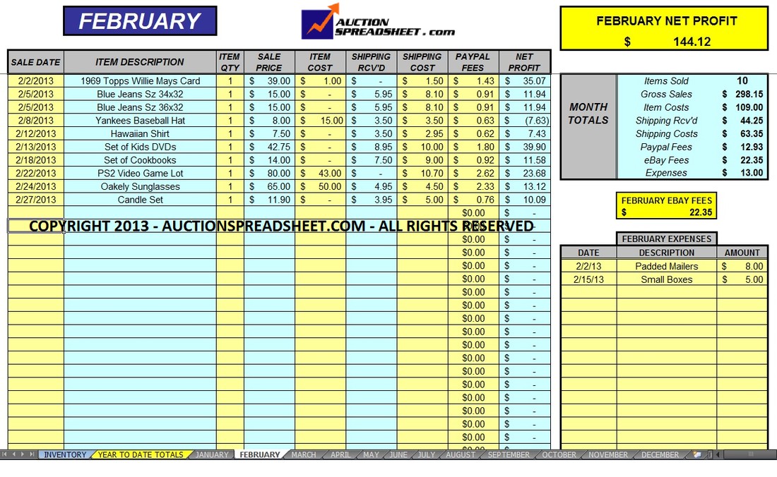 Ebay Spreadsheet Template As How To Create An Excel Document Inventory