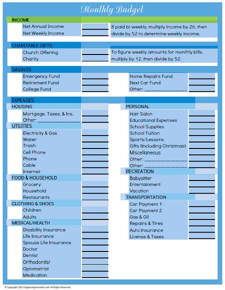 Editable Budget Worksheet Organizing Homelife Document Monthly Dave Ramsey
