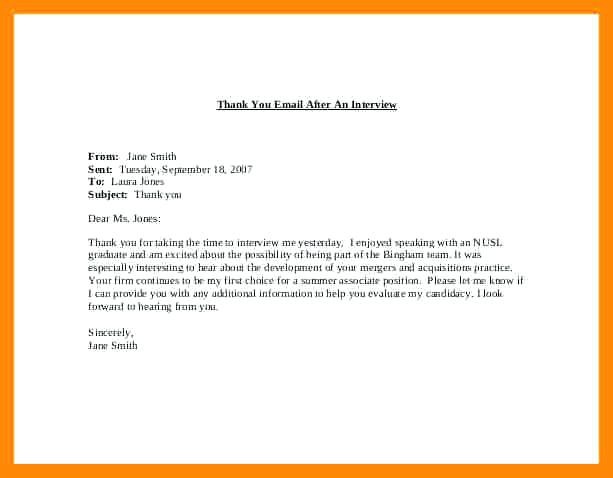 Employer Interview Rejection Thank You Letter Post Email After Document Subject Line