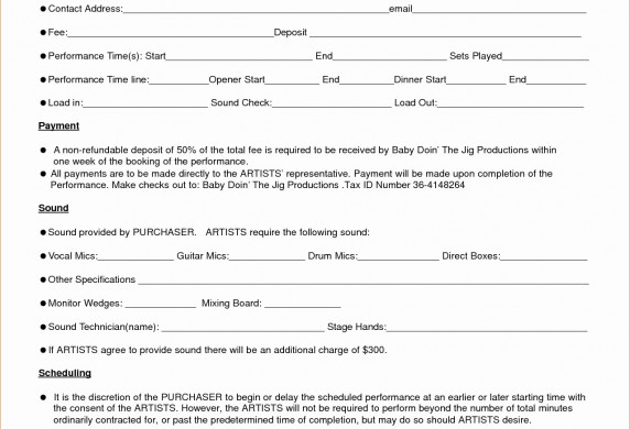 Entertainment Contract Templates Awesome Contracts Document