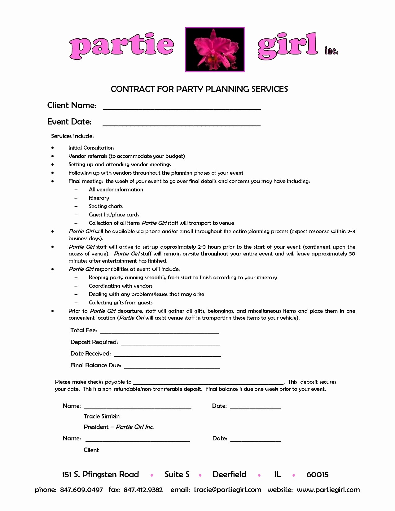 Event Management Contract Sample Luxury Planner Invoice Document