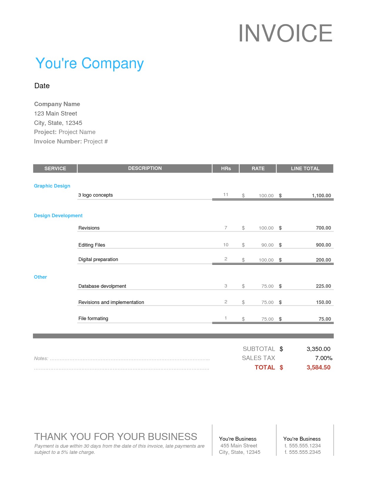 Event Planning Invoice Template And Graphic Design Document