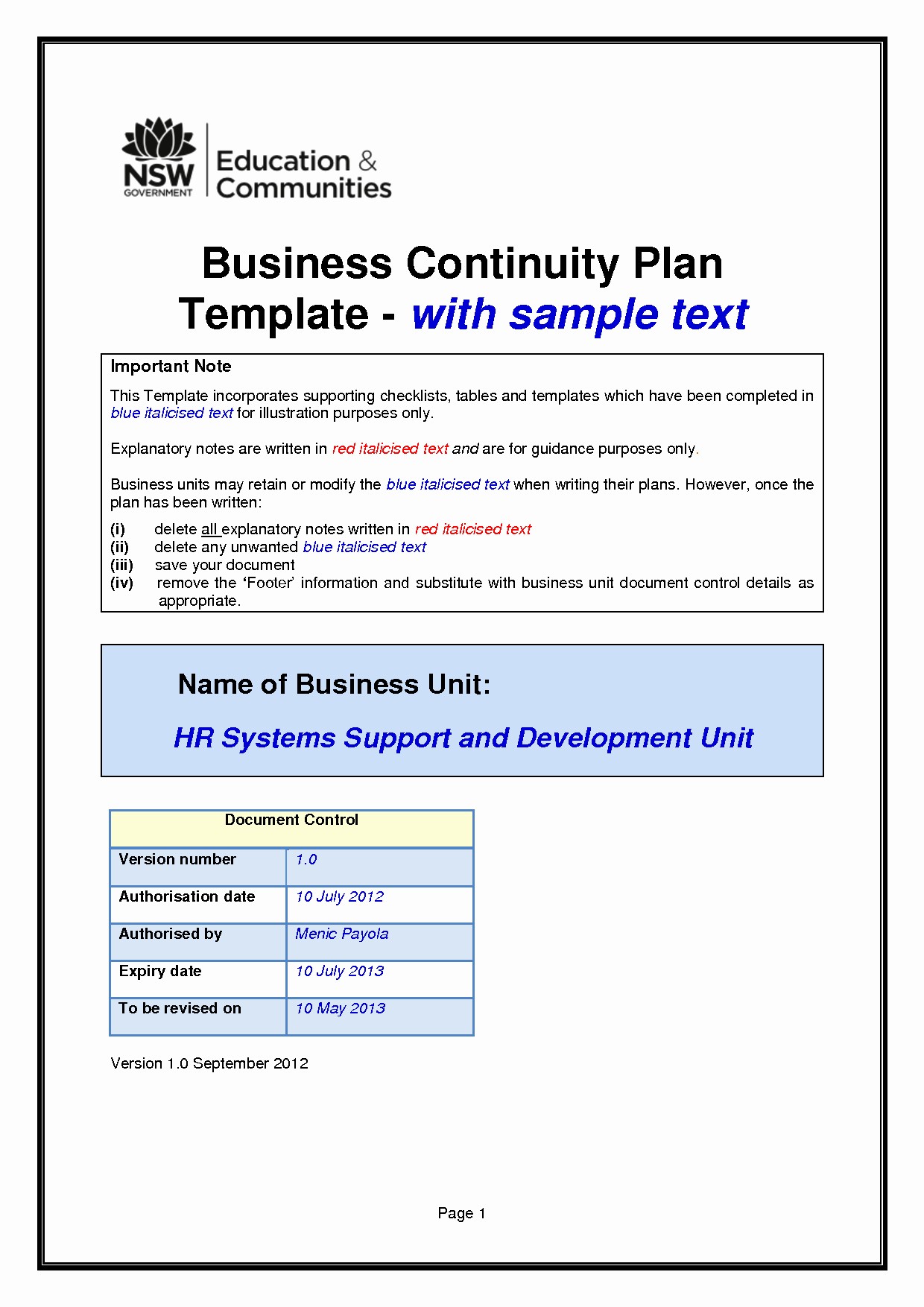 Example Business Continuity Plan Best Of Disaster Recovery Document Simple Template