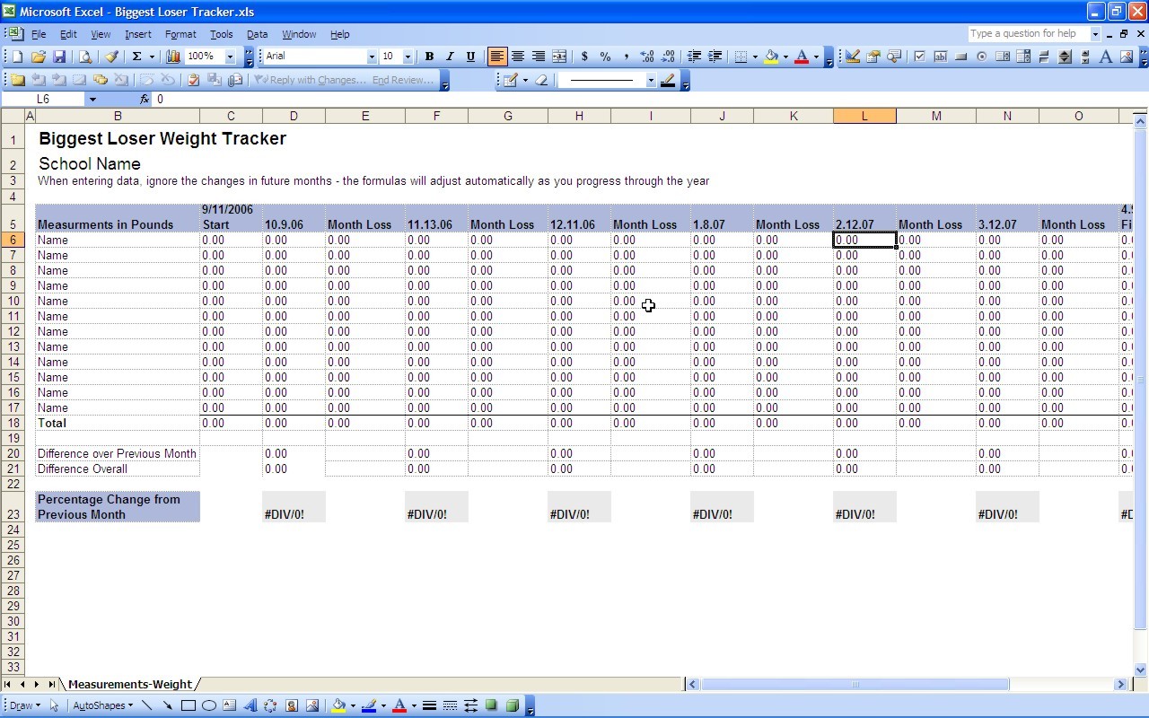 Example Of Biggest Loser Weight Lossulator Spreadsheet Tracking Document Loss Calculator