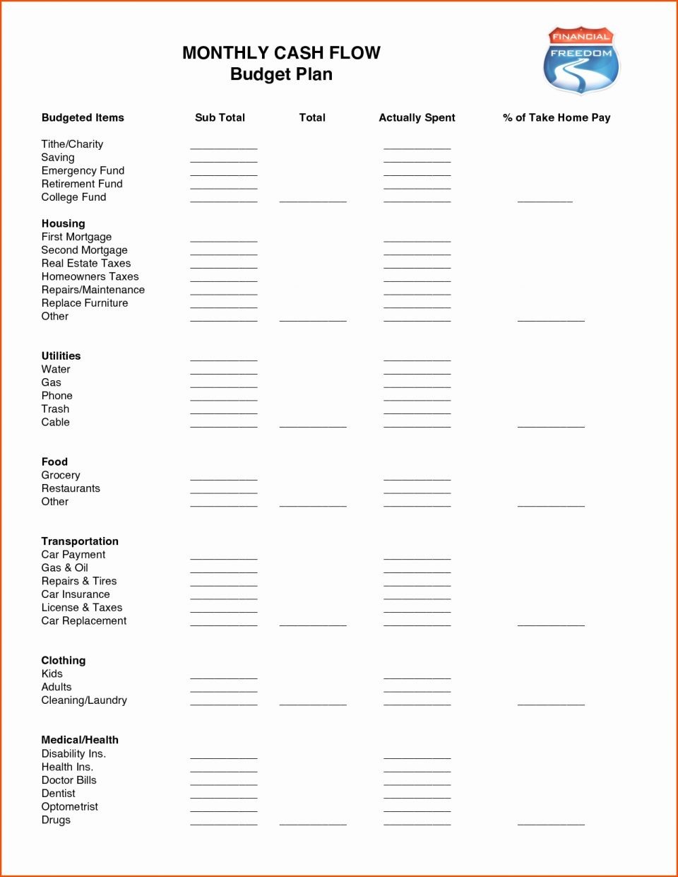 Example Of Dave Ramsey Monthly Budget Excel Spreadsheet Template Document Cash
