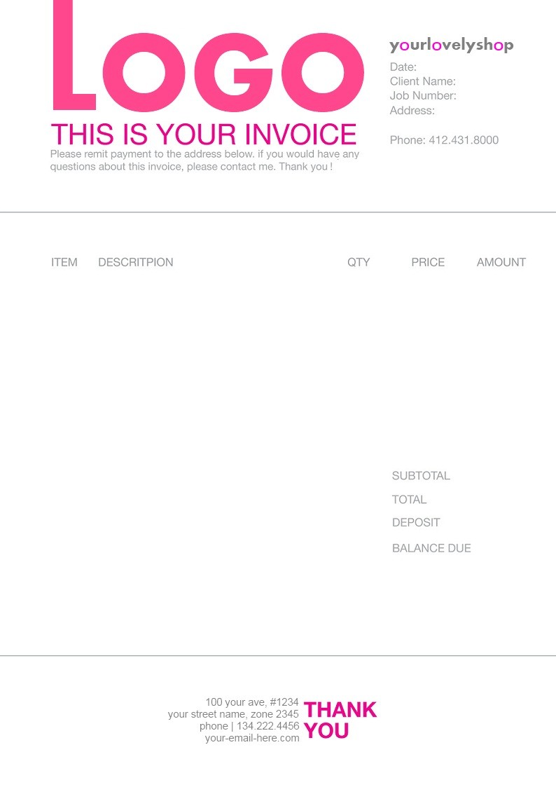 Example Of Line In Graphic Design Invoice Template Sample