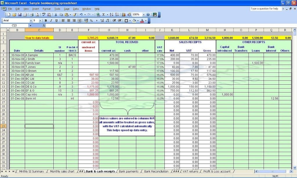 Example Of Salon Bookkeeping Spreadsheet Free Excel Accounting