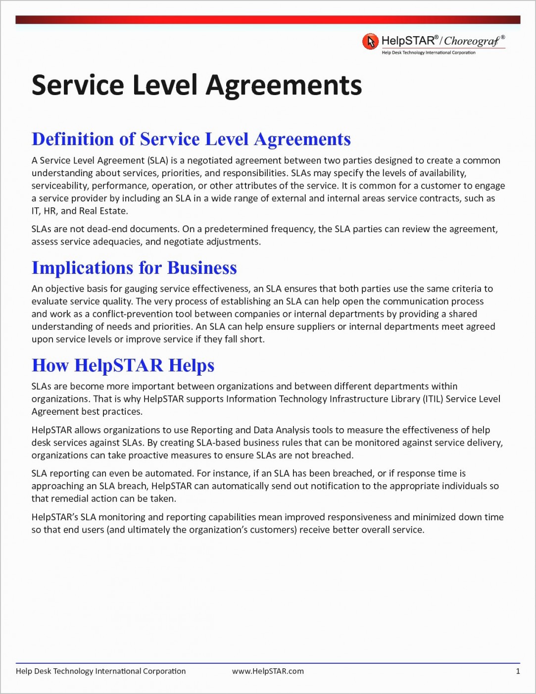 Examples Of Service Level Agreement Templates Lostranquillos Document Sample For Information Technology