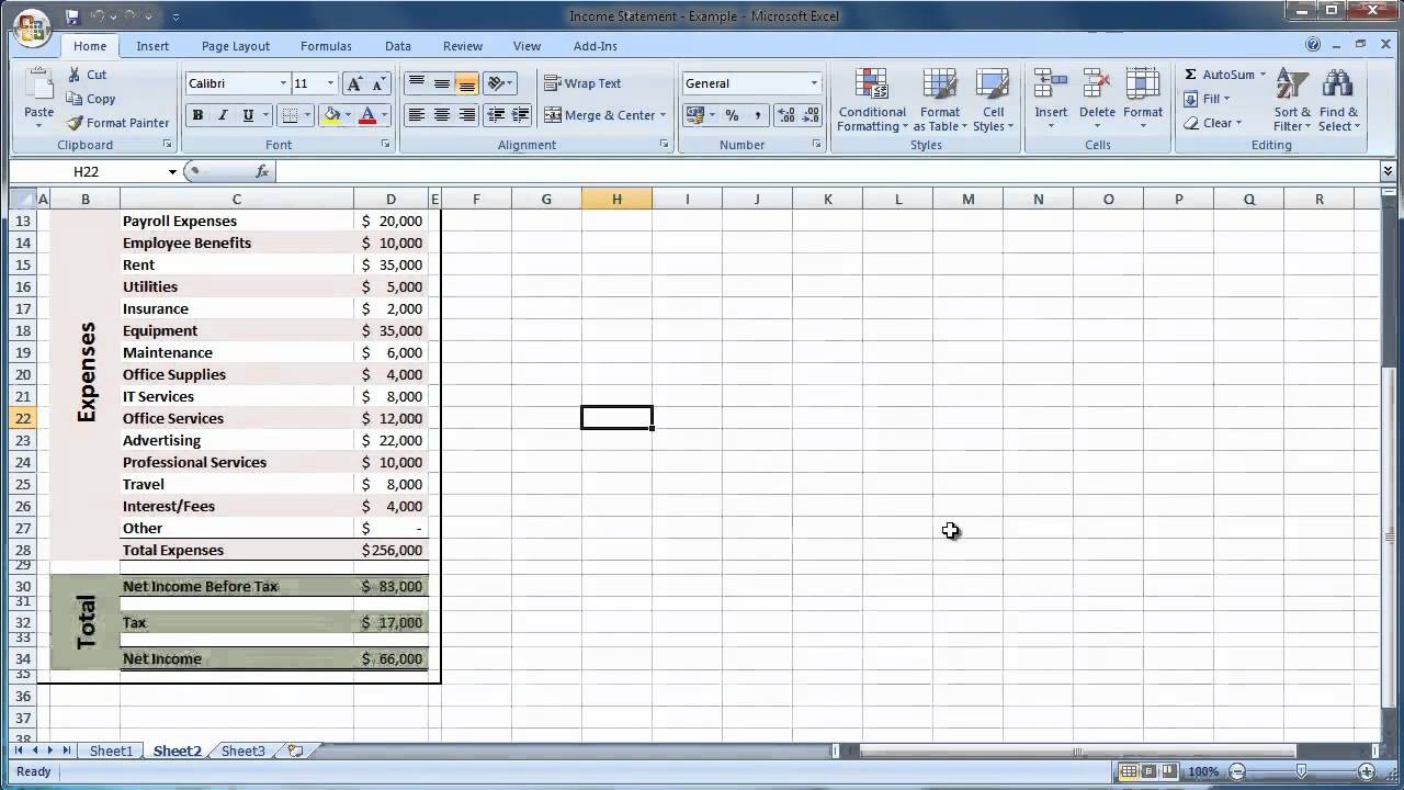 Excel 2007 How To Create An Income Statement Guide Level 1 YouTube Document Financial Worksheet
