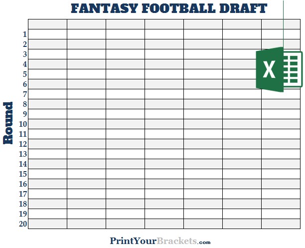 Excel 7 Team Fantasy Football Draft Board Editable Document Spreadsheet