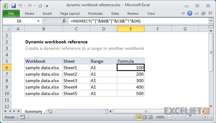Excel Formula Dynamic Workbook Reference Exceljet Document