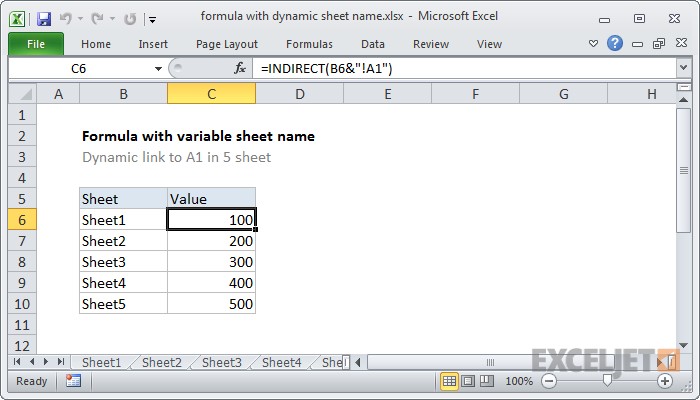 Excel Formula Dynamic Worksheet Reference Exceljet Document Sheet Images