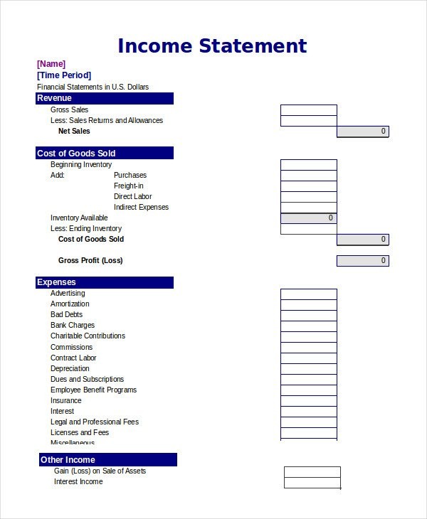 Excel Income Statement 7 Free Documents Download Document And Expense