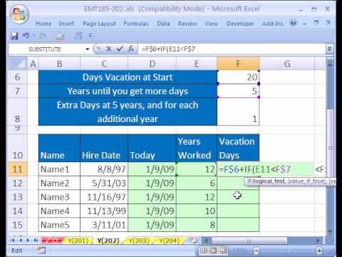 Excel Magic Trick 202 Calculate Vacation Days YouTube Document Accrual Calculator Template