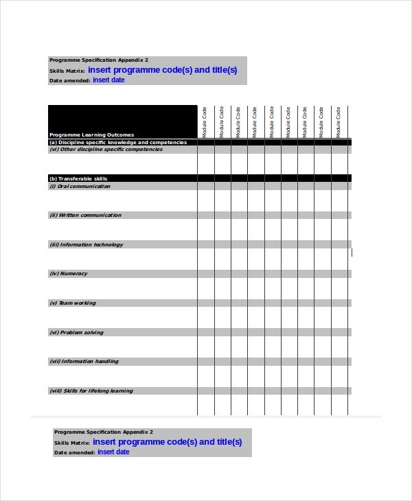 Excel Matrix Template 6 Free Documents Download Document Employee