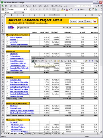 Excel Spreadsheet For Construction Estimating As Online Document Template Estimate