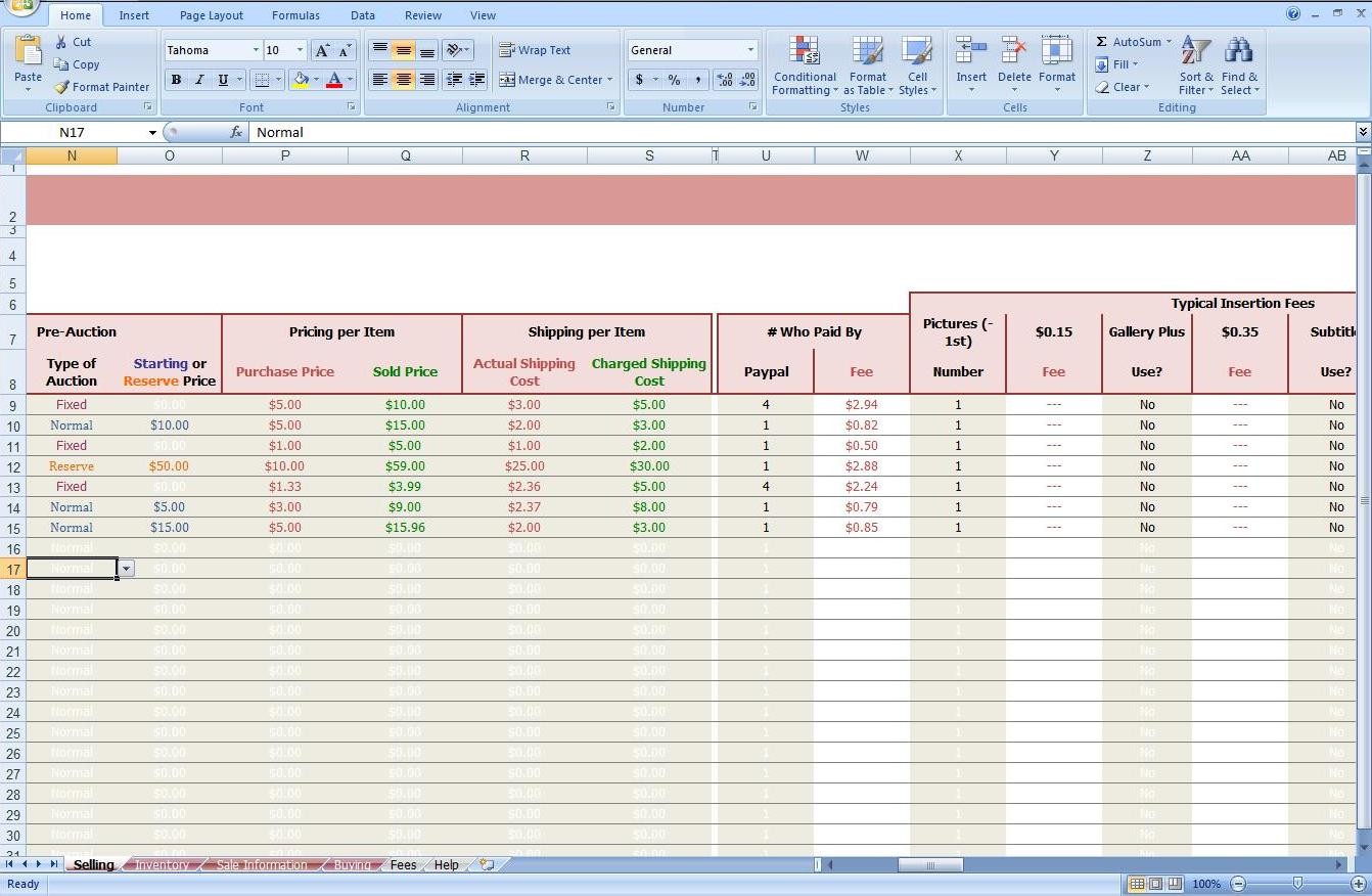 Excel Spreadsheet For Ebay Sales As Free Monthly Budget Document