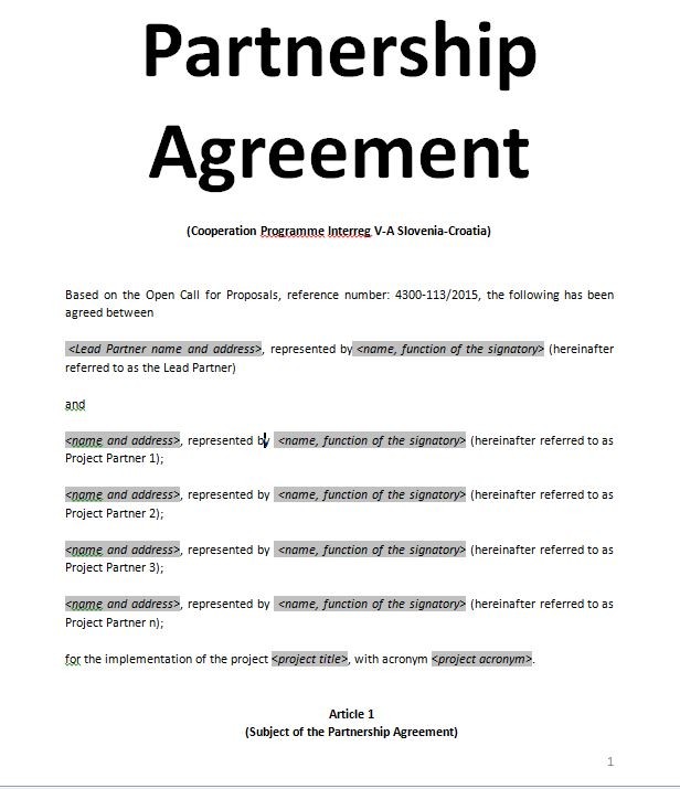 Exemples Samples Partnership Agreement Doc And Pdf Sample Document Standard