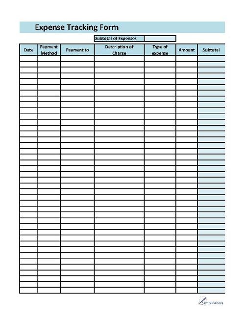 Expense Printable Forms Worksheets Charts Pinterest Document Blank