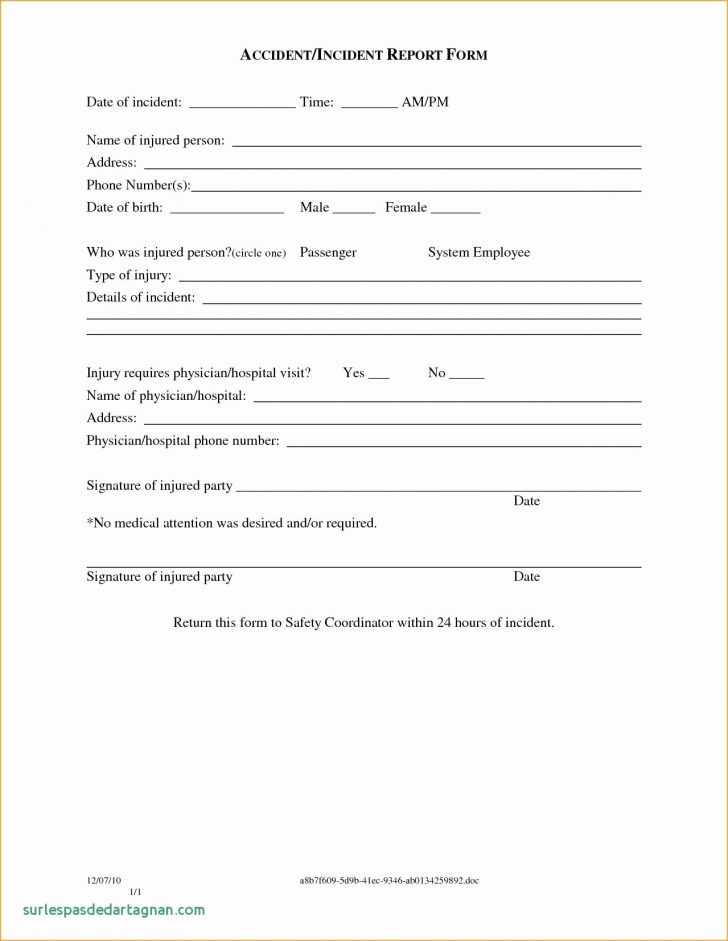 Fake Accident Report Template Beautiful Free Form