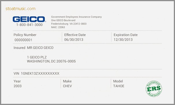 Fake Insurance Certificate Lovely Geico Customer Service Number Document Auto